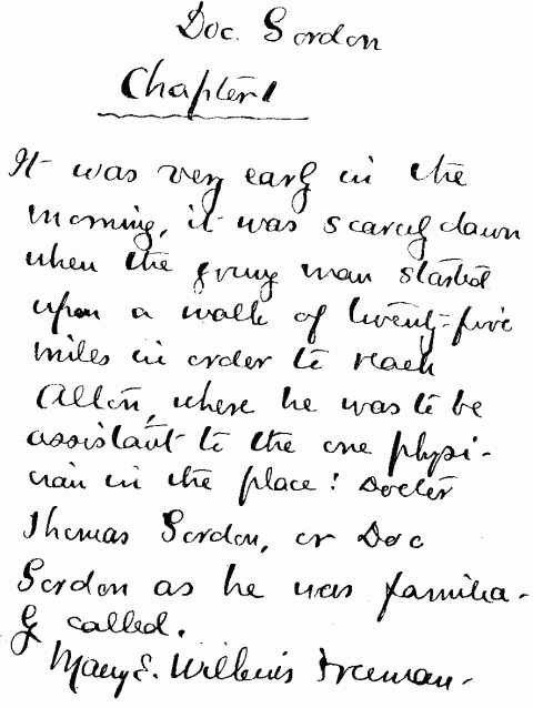 (FACSIMILE PAGE OF MANUSCRIPT FROM DOC. GORDON)