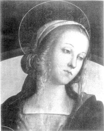 PERUGINO. UFFIZI GALLERY FLORENCE.

HEAD OF MADONNA. FROM MADONNA AND SAINTS.