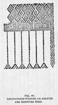 FIG. 61. EMBROIDERED DESIGNS ON
JACKTES[sic] AND CARRYING BAGS.