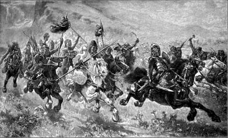 THE INVASION OF THE ROMAN
EMPIRE BY THE HUNS

"We see the barbarian peoples of the North sweeping down upon the
empire, breaking it up, and establishing within its boundaries the
various kingdoms that are to this day represented by the kingdoms
of Western Europe."—Page 127.