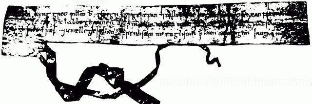 Illustration: CHARTER OF WILLIAM I GRANTING LANDS TO DEORMAN.