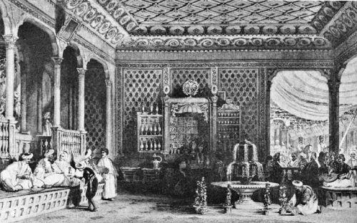 Interior of a Turkish Caffinet, Early Nineteenth
Century—after Allan