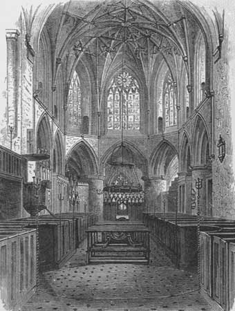 THE CHOIR OF TEWKESBURY ABBEY.