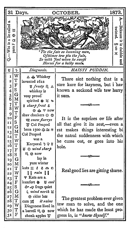 almanac October 1873