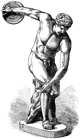 Fig. 203.—Marble Copy of the Discos-thrower by Myron.
(In the Palazzo Massimi alle Colonne in Rome.)