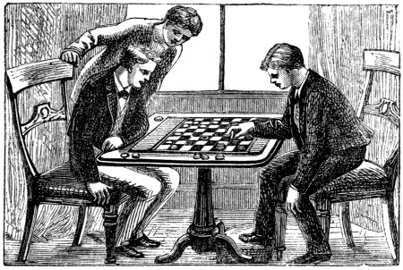 Boys playing draughts