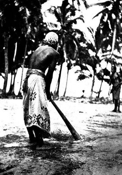 Chief Mauga squared away to face the bowling of Chief Malatoba"