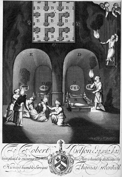 Tho. Platt Sculp.| To Robert Nelson Esqꝫ. who has been pleas’d to encourage this Work, this Plate is humbly dedicated by| His most humble Servant Thomas Greenhill.